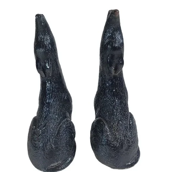 2 Vtg 14" 1950s Howling Coyote Pottery Indoor Outdoor Sculpture Statues Bookends - Picture 4 of 9